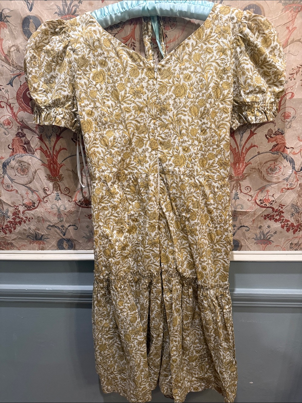 ANTONIO MELANI Yellow Floral Puff-Sleeve Midi Dress - Picture 5 of 5